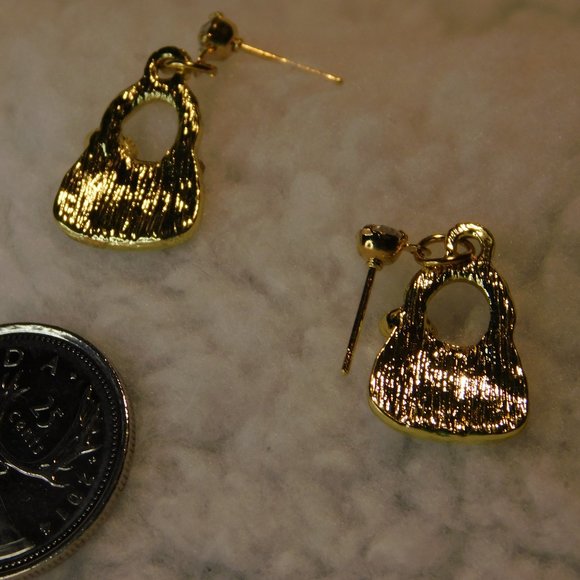 Purse Earrings Gold Tone - Picture 9 of 10